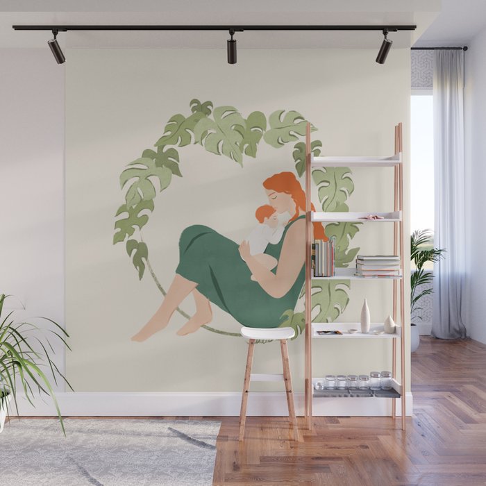 Maternal Bond (Red) Wall Mural Gallery Image 1