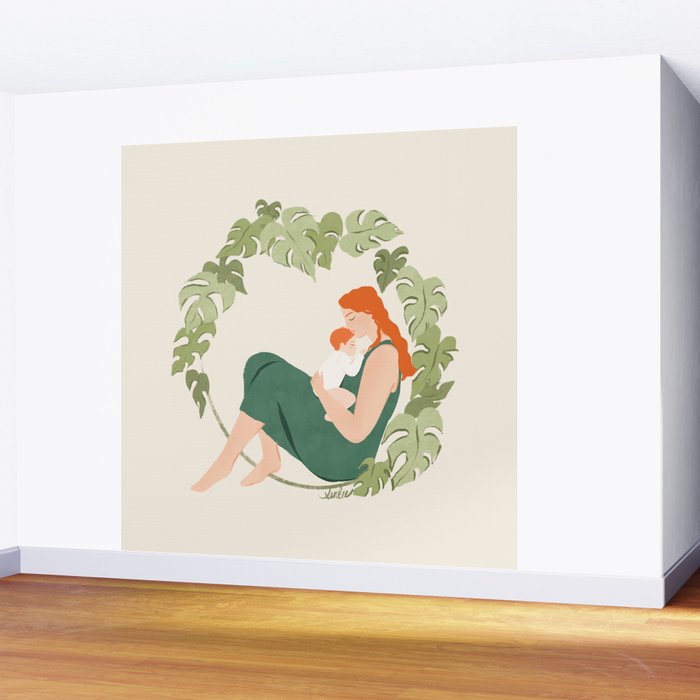 Maternal Bond (Red) Wall Mural Gallery Image 2