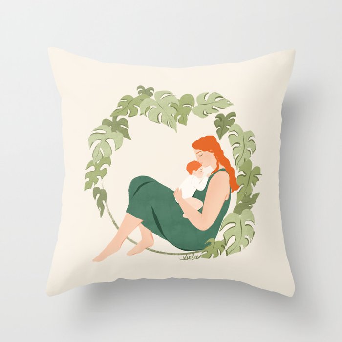 Maternal Bond (Red) Throw Pillow Gallery Image 6