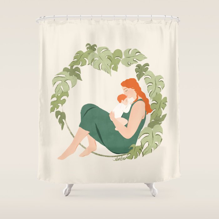 Maternal Bond (Red) Shower Curtain Gallery Image 1