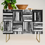 Music Cassette Stacks - Black and White - Something Nostalgic IV #decor #society6 #buyart Credenza Gallery Image 1