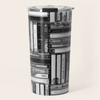 Music Cassette Stacks - Black and White - Something Nostalgic IV #decor #society6 #buyart Travel Mug Gallery Image 1