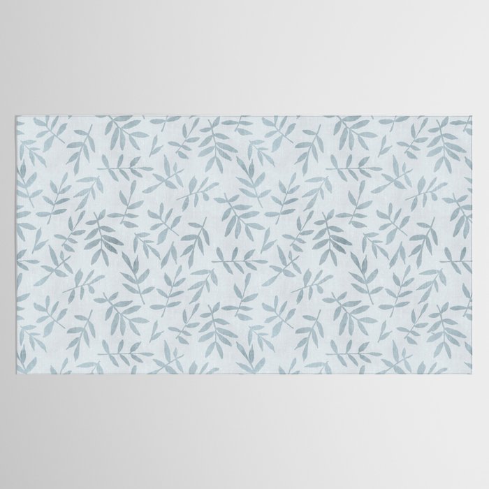 Simple Scandinavia Ditsy Leaf Pattern Grey Blue Tablecloth Gallery Image 2