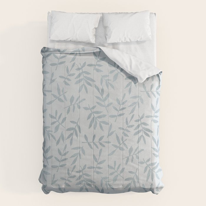 Simple Scandinavia Ditsy Leaf Pattern Grey Blue Comforter Gallery Image 6