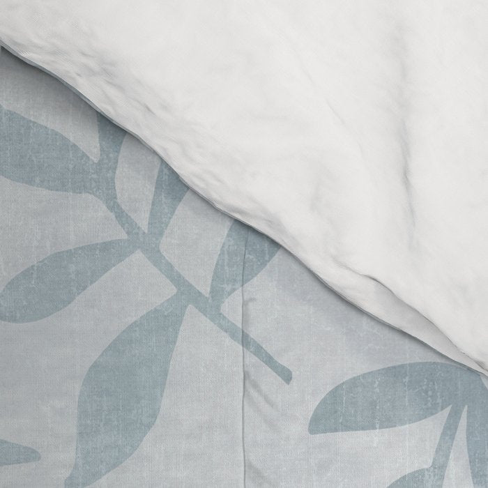 Simple Scandinavia Ditsy Leaf Pattern Grey Blue Comforter Gallery Image 4