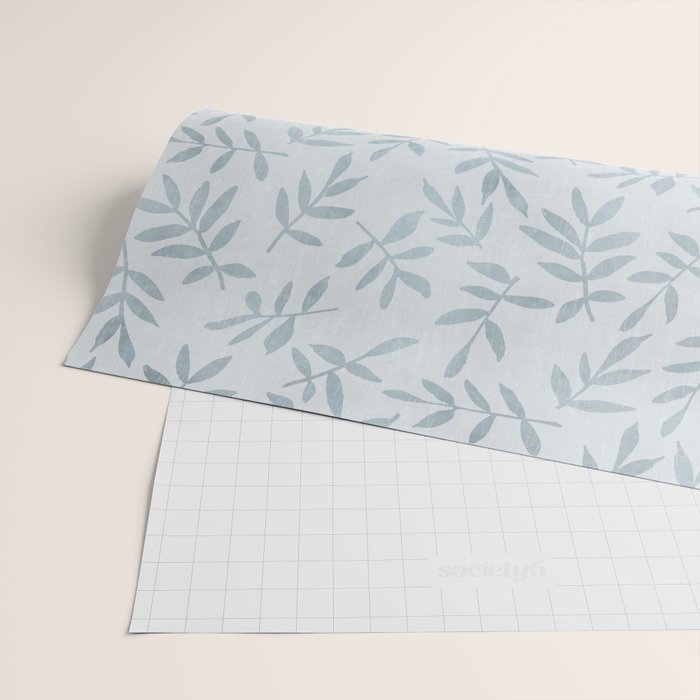 Simple Scandinavia Ditsy Leaf Pattern Grey Blue Wrapping Paper Gallery Image 2