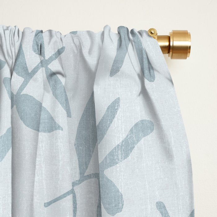 Simple Scandinavia Ditsy Leaf Pattern Grey Blue Window Curtain Gallery Image 2