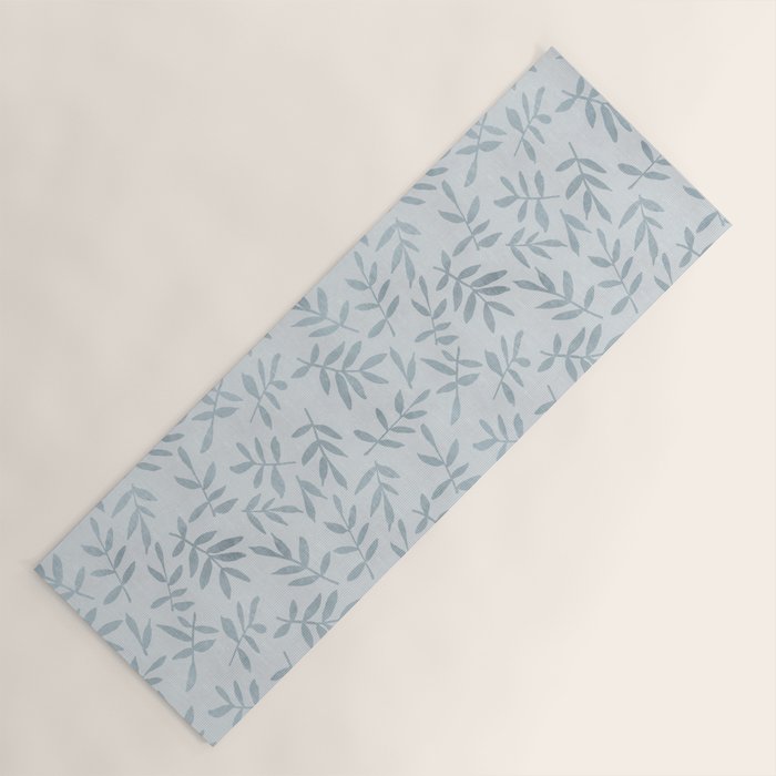 Simple Scandinavia Ditsy Leaf Pattern Grey Blue Yoga Mat Gallery Image 1