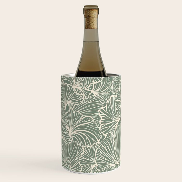 Decorative Nature Pattern, Sage Green and Ivory, Floral Prints Wine Chiller Gallery Image 1