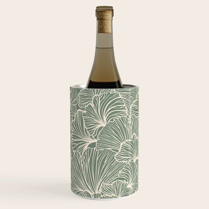 Decorative Nature Pattern, Sage Green and Ivory, Floral Prints Wine Chiller Gallery Image 3