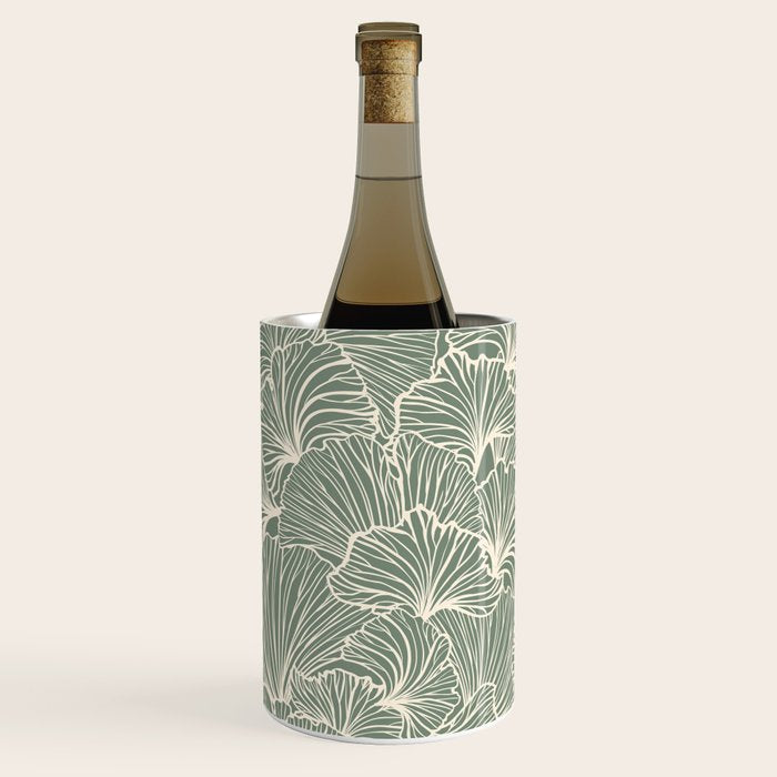 Decorative Nature Pattern, Sage Green and Ivory, Floral Prints Wine Chiller Gallery Image 2
