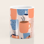 Tea Cups Whimsy, Coffee Mugs Quirky Illustration, Whimsical Halloween Pattern Hot Soup, Fall Autumn Line Drawing Pastel, Eclectic Bohemian Painting Coffee Mug Gallery Image 4