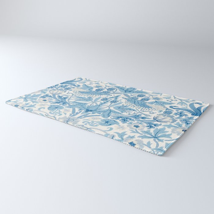 William Morris Strawberry Thief Woad Blue Rug Gallery Image 3