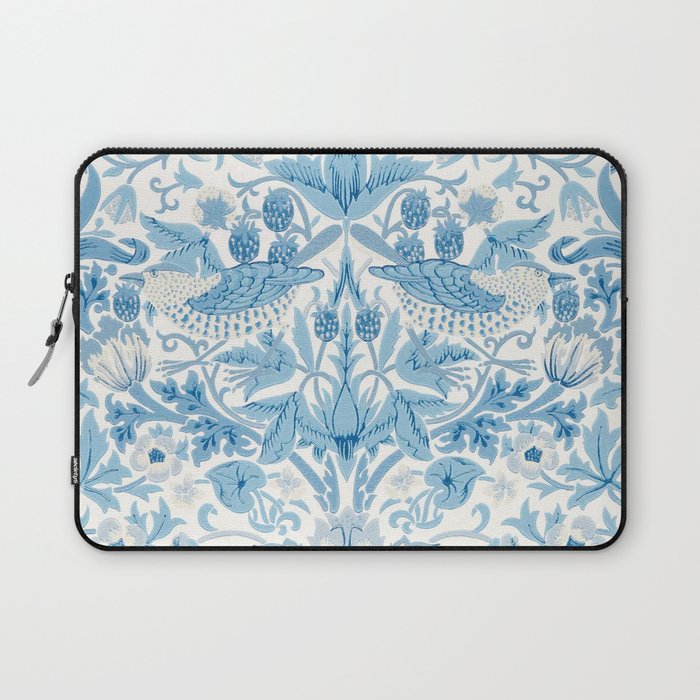 William Morris Strawberry Thief Woad Blue Laptop Sleeve Gallery Image 1