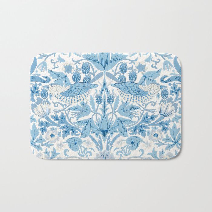 William Morris Strawberry Thief Woad Blue Bath Mat Gallery Image 1