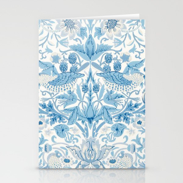 William Morris Strawberry Thief Woad Blue Stationery Card Gallery Image 2