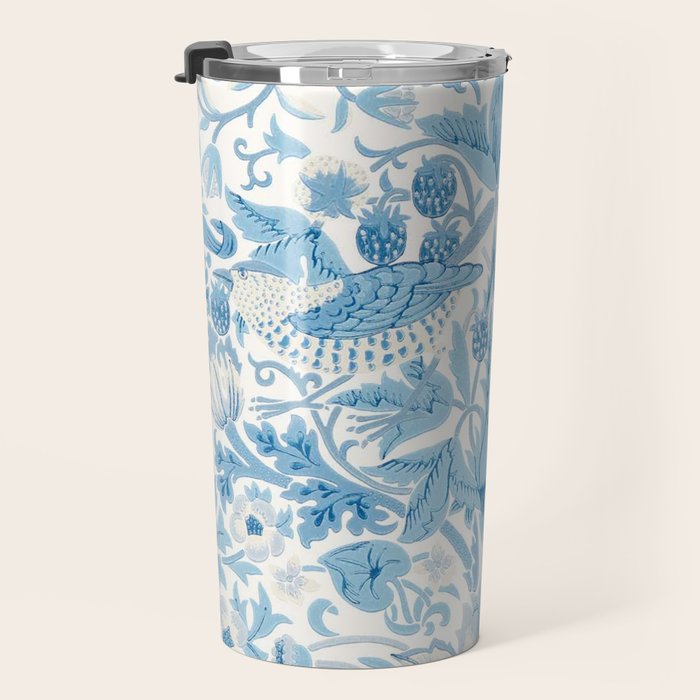 William Morris Strawberry Thief Woad Blue Travel Mug Gallery Image 3