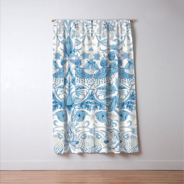 William Morris Strawberry Thief Woad Blue Window Curtain Gallery Image 3
