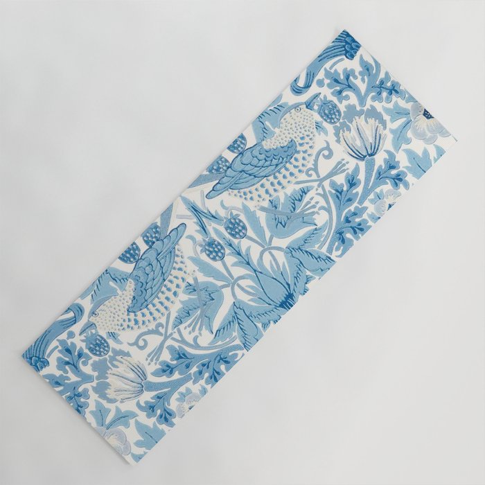 William Morris Strawberry Thief Woad Blue Yoga Mat Gallery Image 1
