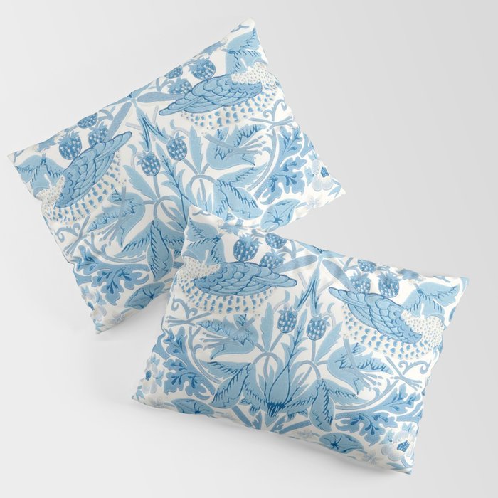 William Morris Strawberry Thief Woad Blue Pillow Sham Gallery Image 3