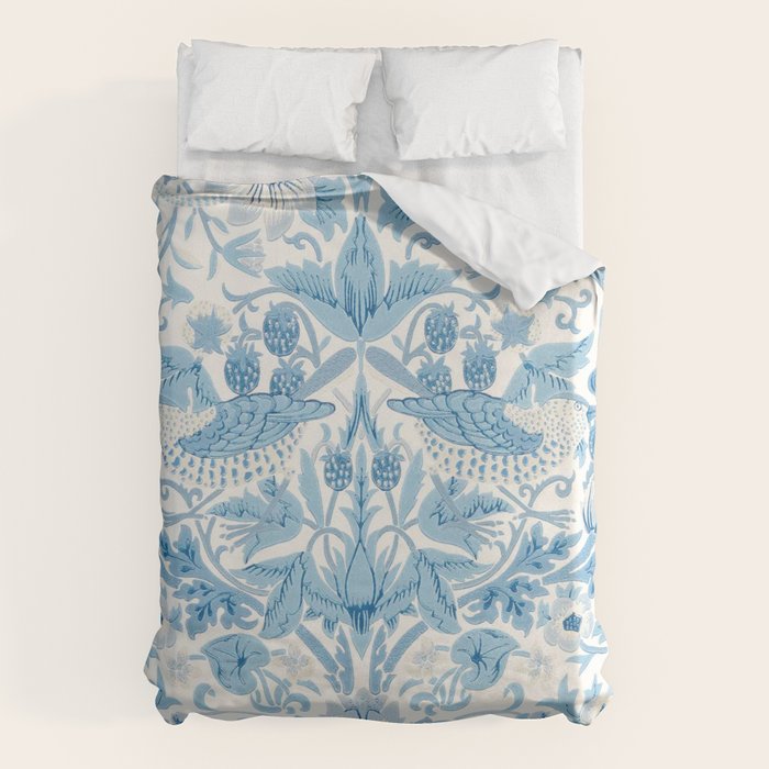 William Morris Strawberry Thief Woad Blue Duvet Cover Gallery Image 6