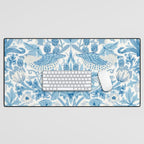 William Morris Strawberry Thief Woad Blue Desk Mat Gallery Image 1
