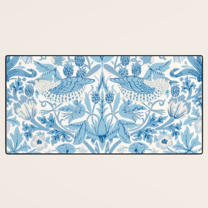 William Morris Strawberry Thief Woad Blue Desk Mat Gallery Image 3