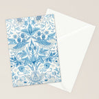 William Morris Strawberry Thief Woad Blue Stationery Card Gallery Image 2