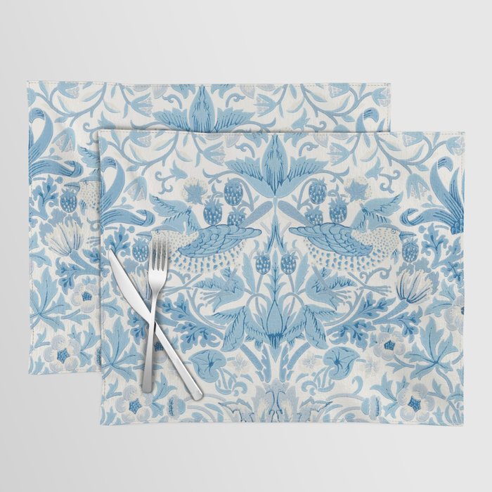 William Morris Strawberry Thief Woad Blue Placemat Gallery Image 1