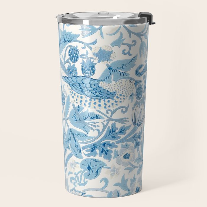 William Morris Strawberry Thief Woad Blue Travel Mug Gallery Image 2