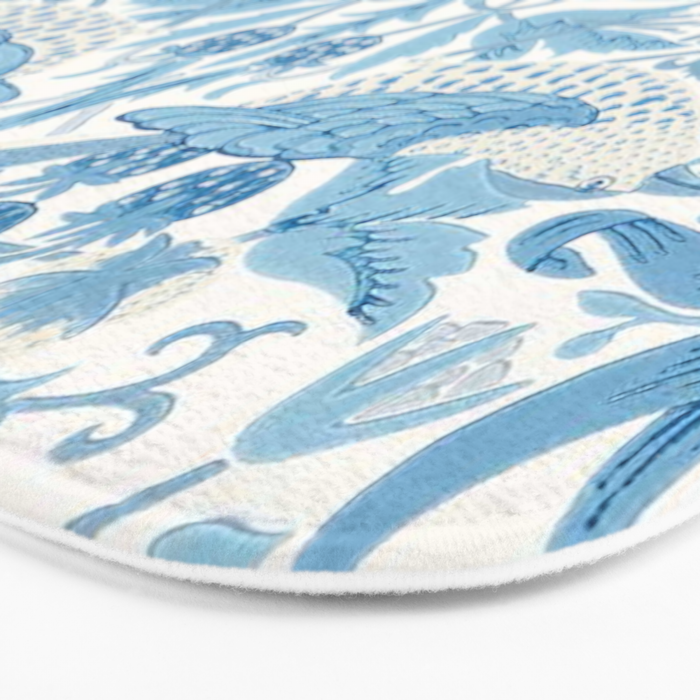 William Morris Strawberry Thief Woad Blue Bath Mat Gallery Image 3