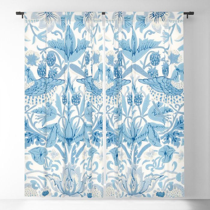 William Morris Strawberry Thief Woad Blue Window Curtain Gallery Image 5