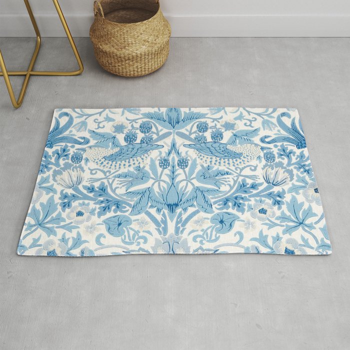 William Morris Strawberry Thief Woad Blue Rug Gallery Image 1