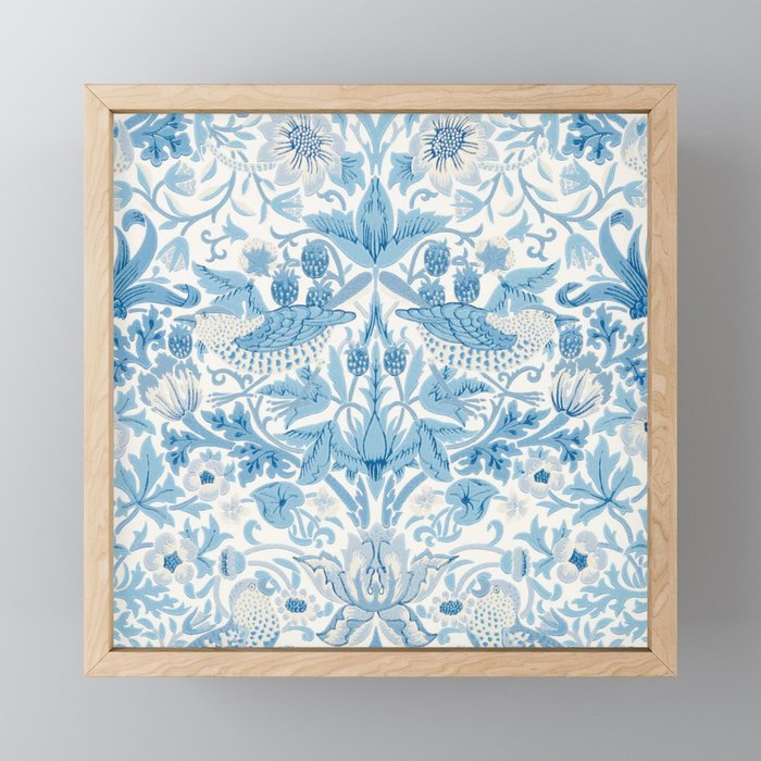 William Morris Strawberry Thief Woad Blue Mini Art Print Gallery Image 1