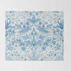 William Morris Strawberry Thief Woad Blue Throw Blanket Gallery Image 2