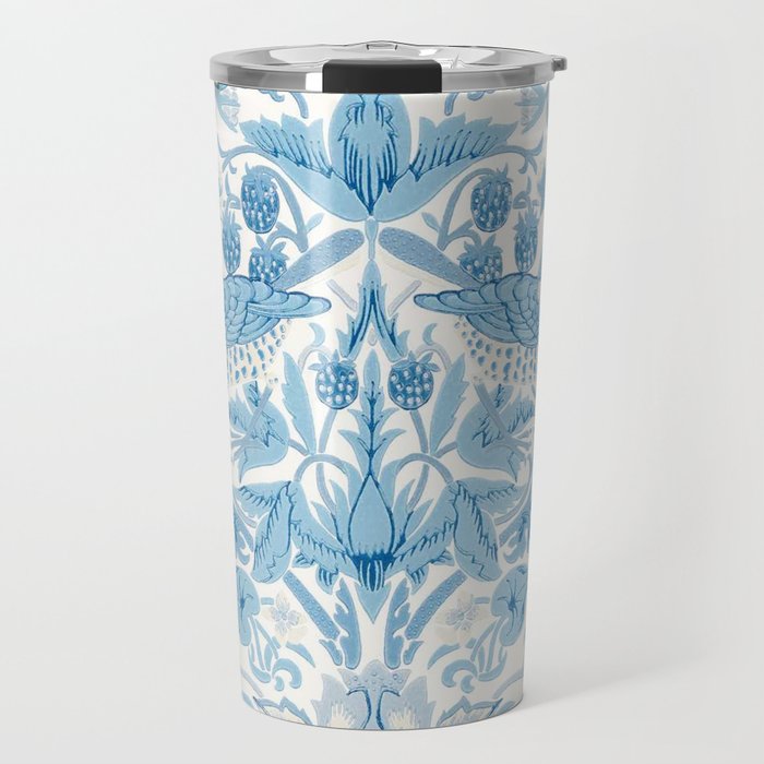 William Morris Strawberry Thief Woad Blue Travel Mug Gallery Image 1