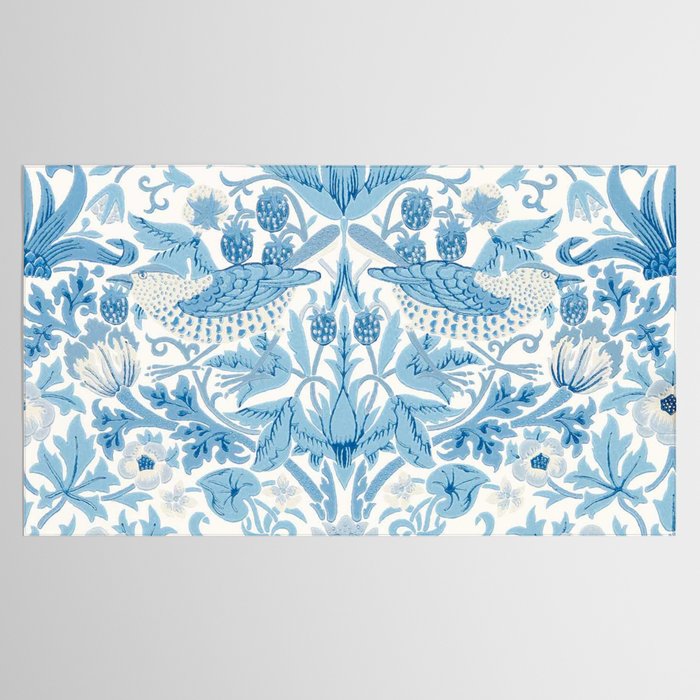 William Morris Strawberry Thief Woad Blue Tablecloth Gallery Image 2