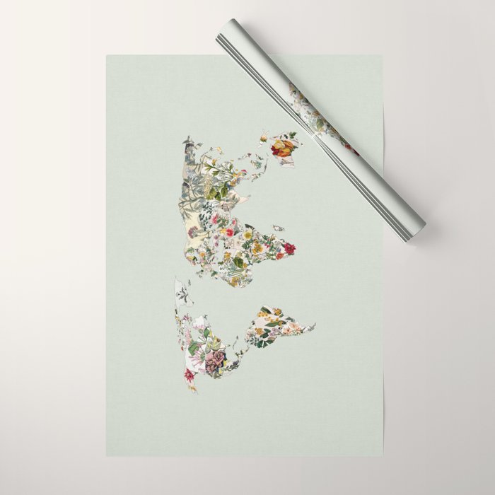 Vintage Botanical World Green Wrapping Paper Gallery Image 1