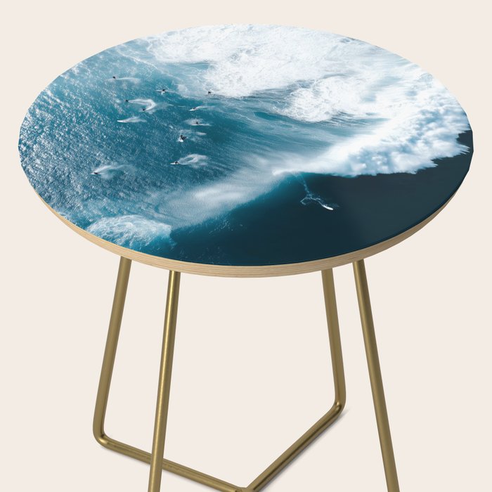 Surfers in Motion - Aerial Ocean Wave Photography Side Table Gallery Image 2