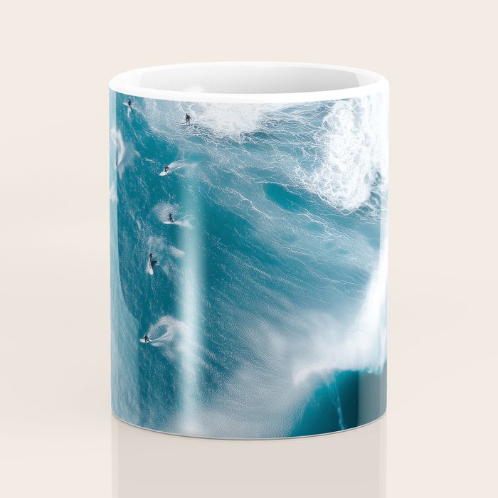 Surfers in Motion - Aerial Ocean Wave Photography Coffee Mug Gallery Image 4