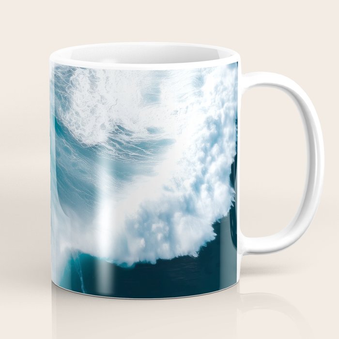 Surfers in Motion - Aerial Ocean Wave Photography Coffee Mug Gallery Image 1