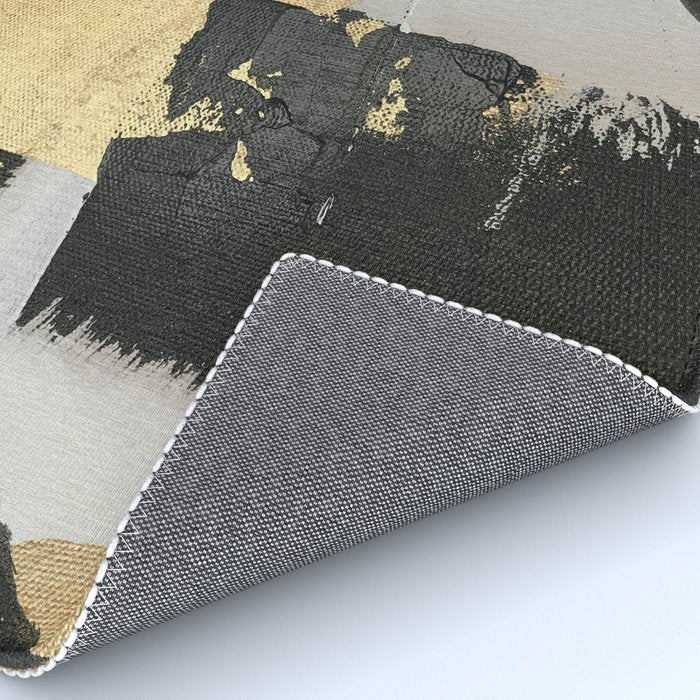Gold leaf black abstract Rug Gallery Image 4