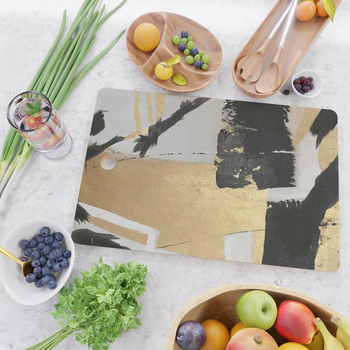 Gold leaf black abstract Cutting Board Gallery Image 2