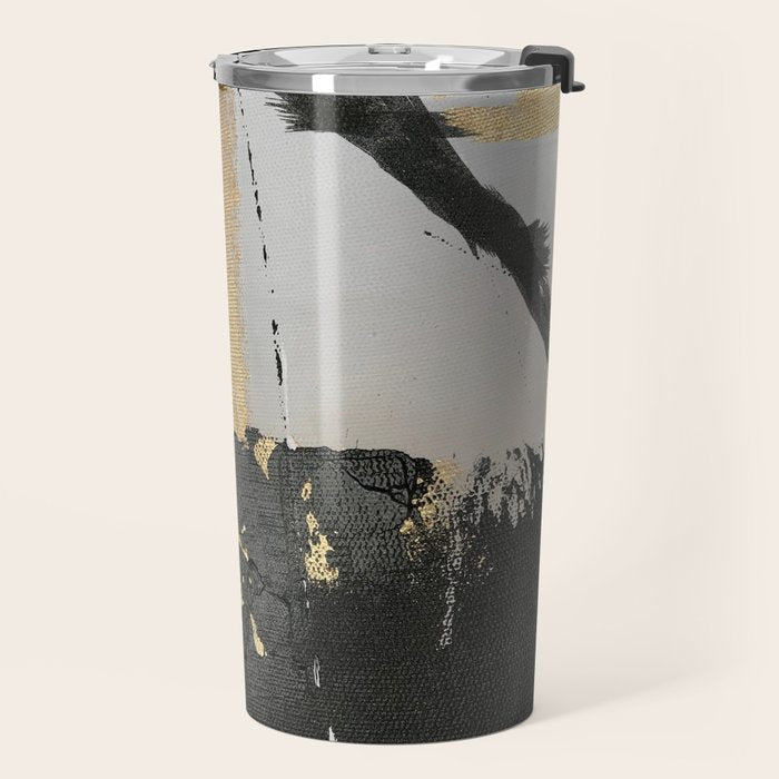 Gold leaf black abstract Travel Mug Gallery Image 2