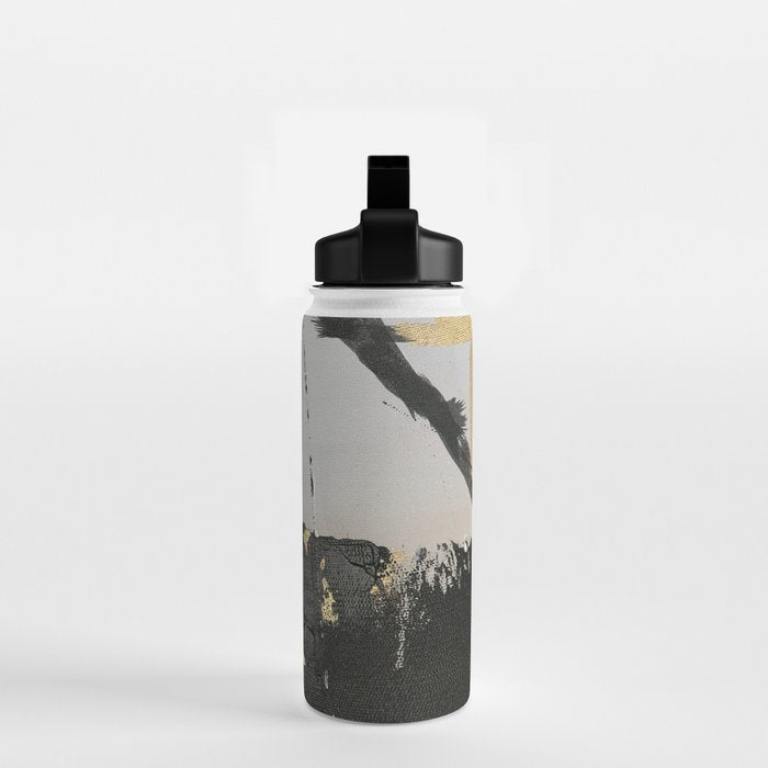 Gold leaf black abstract Water Bottle Gallery Image 2