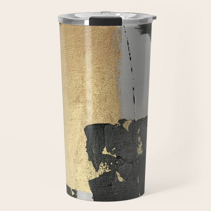 Gold leaf black abstract Travel Mug Gallery Image 1