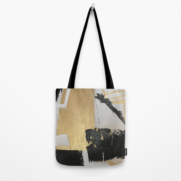 Gold leaf black abstract Tote Bag Gallery Image 2