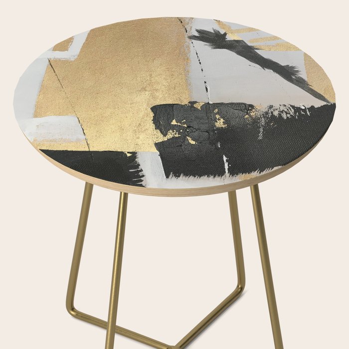 Gold leaf black abstract Side Table Gallery Image 2
