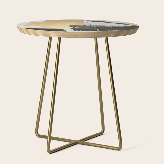 Gold leaf black abstract Side Table Gallery Image 1