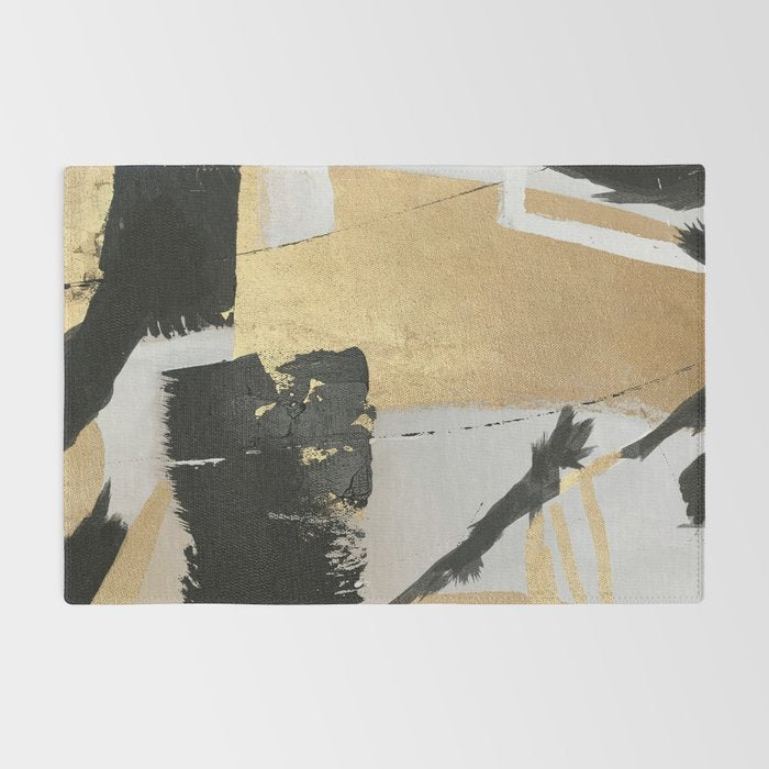 Gold leaf black abstract Rug Gallery Image 2